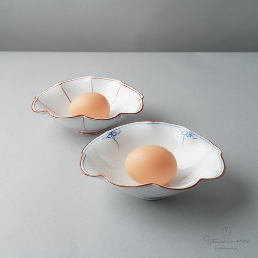 波佐見焼 菊型楕円浅鉢 14.5cm